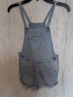 Levi's Girls Light Blue Pinstripe Denim Shortalls